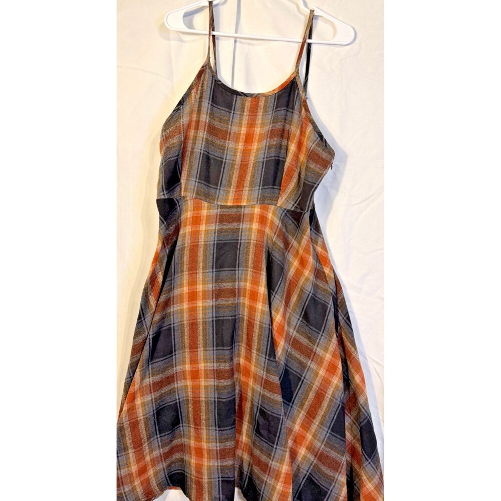 Soft Grunge Dark Academia Plaid Aline Dress Women's Plus 2X Hippie Earthy Indie